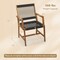 Black Natural Outdoor Dining Chair Set 2pcs Acacia Wood Plastic Rope Patio